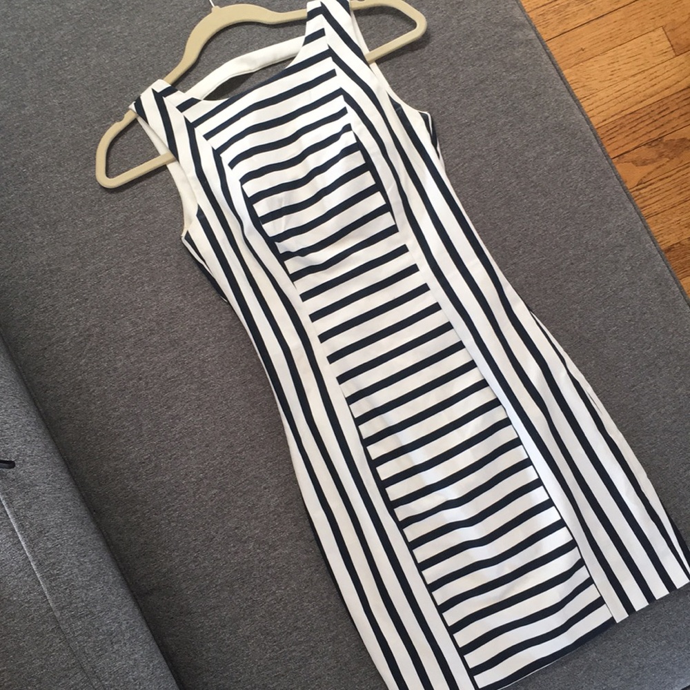 H&M Navy & White Striped Dress Size US 2
